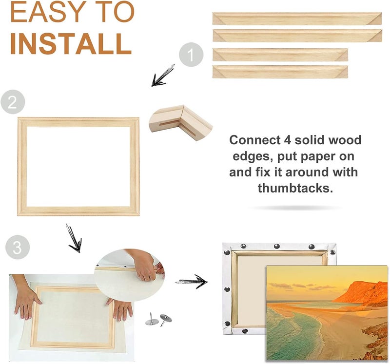 EVNEED 2 Pack DIY Canvas Stretcher Bars 16x20 Inch Canvas Frame - Easy to Assemble,Gallery Wrap Oil Frame Kits Canvas Wood Stretcher Bars for Oil Paintings, Prints, Paint by Numbers & Posters - Image 4